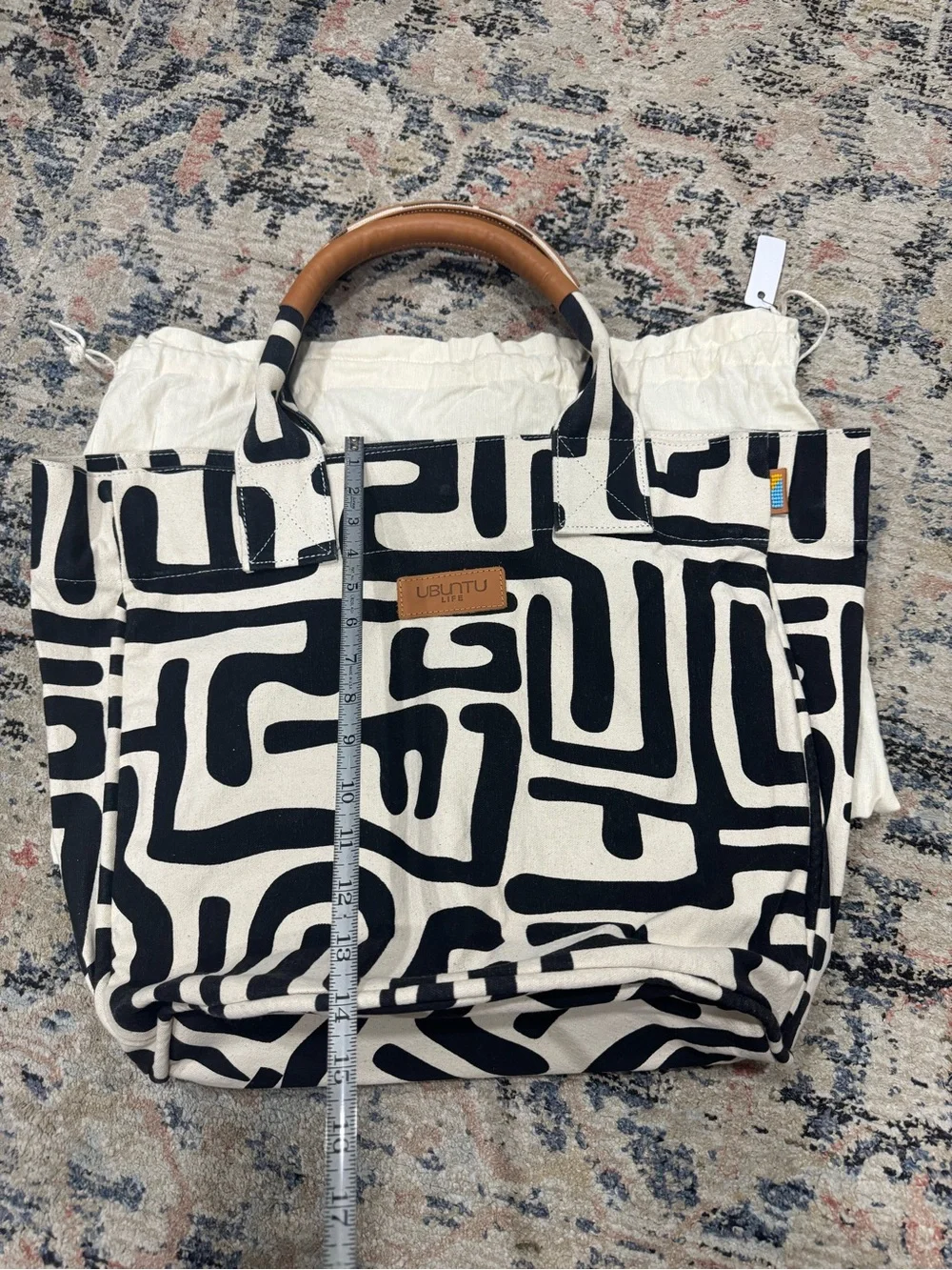 Ubuntu Life Black & Cream Canvas Tote and Dust Bag